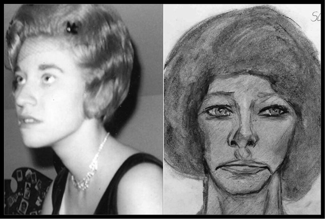 A photo and police sketch of Karen O'Donoghue.