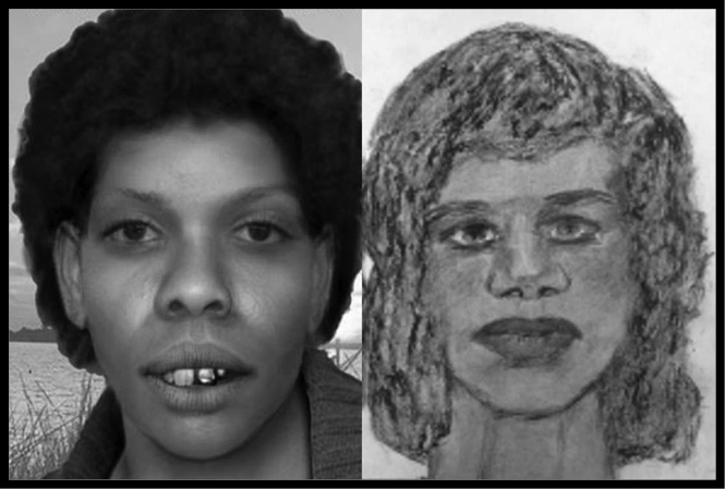 A photo and police sketch of Clara Birdlong.