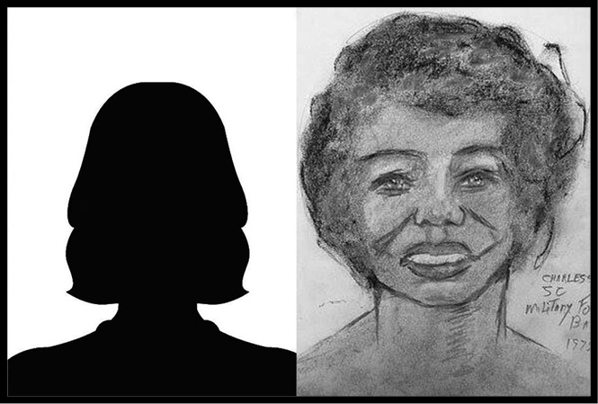A police sketch of an unnamed Black female.