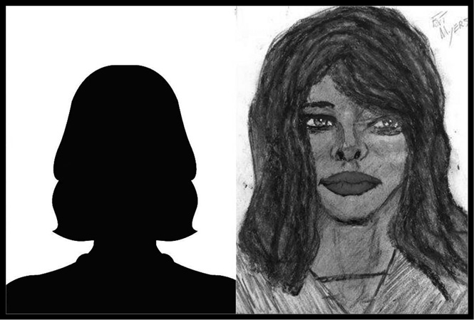 A police sketch of an unnamed Black female.
