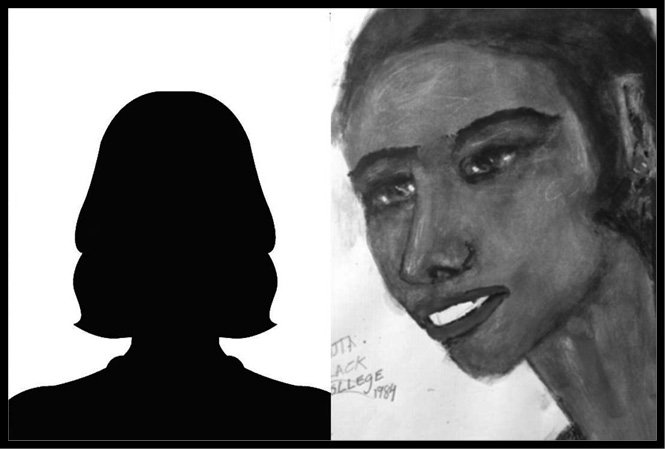 A police sketch of an unnamed Black female.