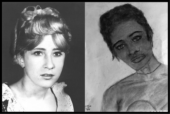 A photo and police sketch of Audrey Nelson. 
