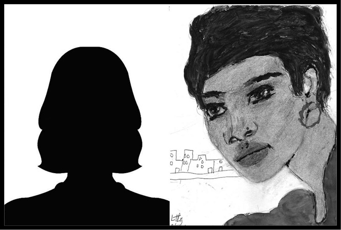 A police sketch of an unnamed Black female.