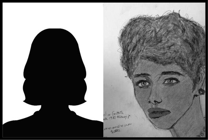 A police sketch of an unnamed Black female.
