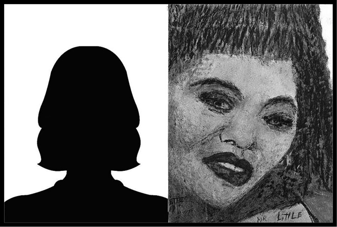 A female avatar and a police sketch of an unnamed Black female in Miami, Florida.