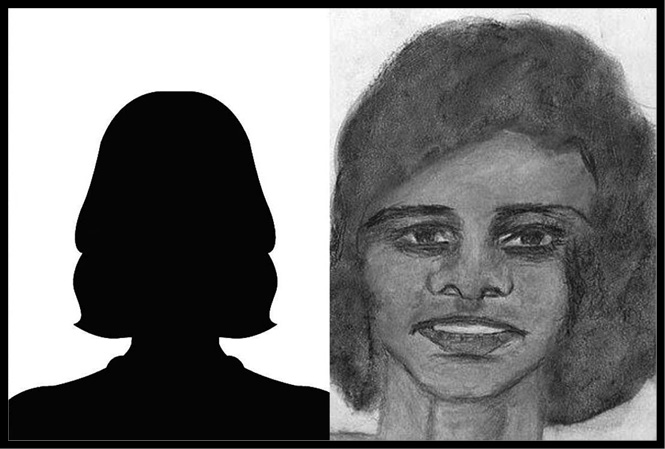 A police sketch of an unnamed Black female.