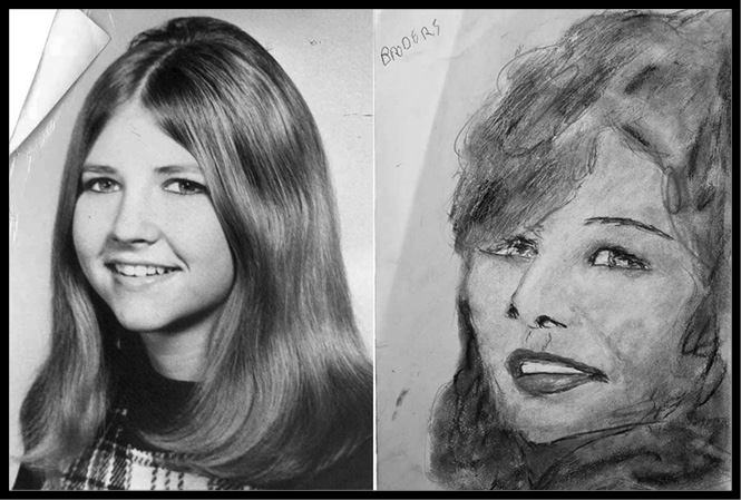 A photo and police sketch of Denise Christie Brothers.