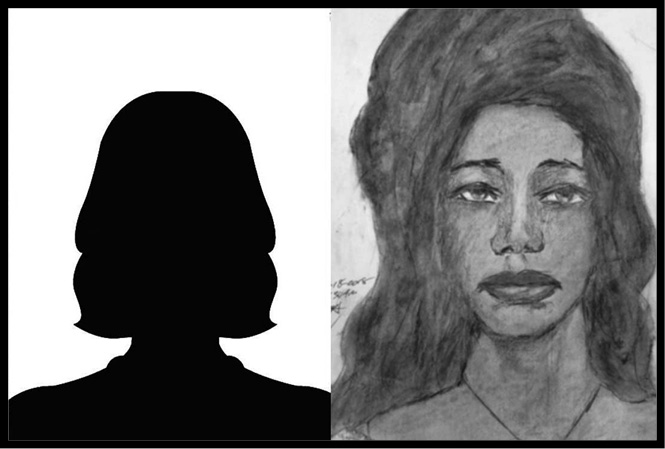 A police sketch of an unnamed Black female.