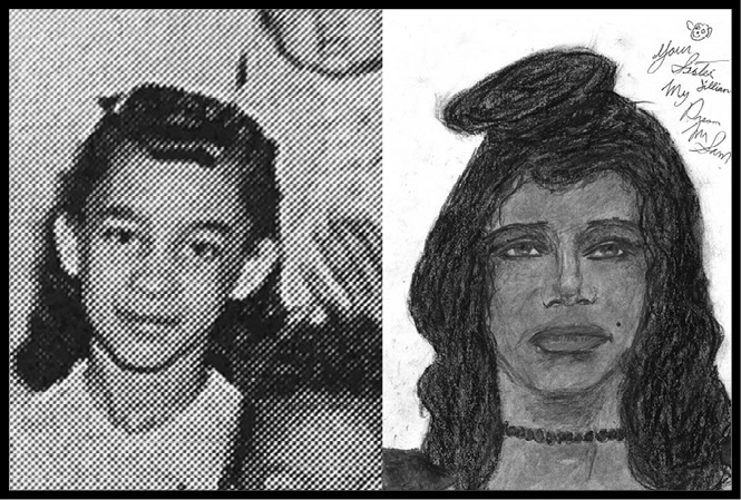 A photo and police sketch of Martha Cunningham.
