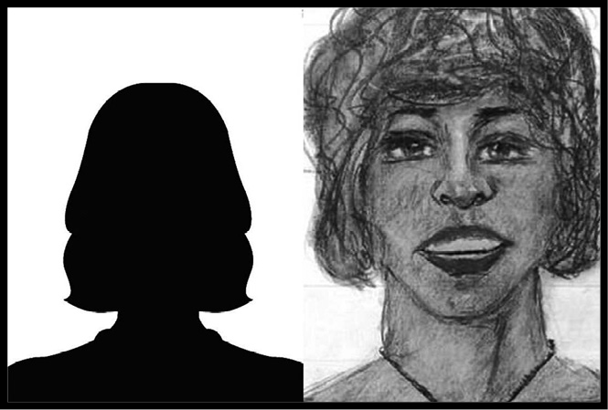 A female avatar and a police sketch of a Dorothy Gibson.