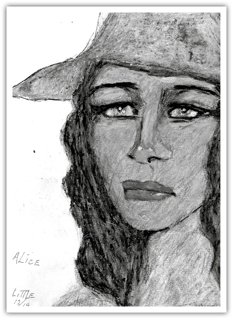 A sketch of Alice Duvall.