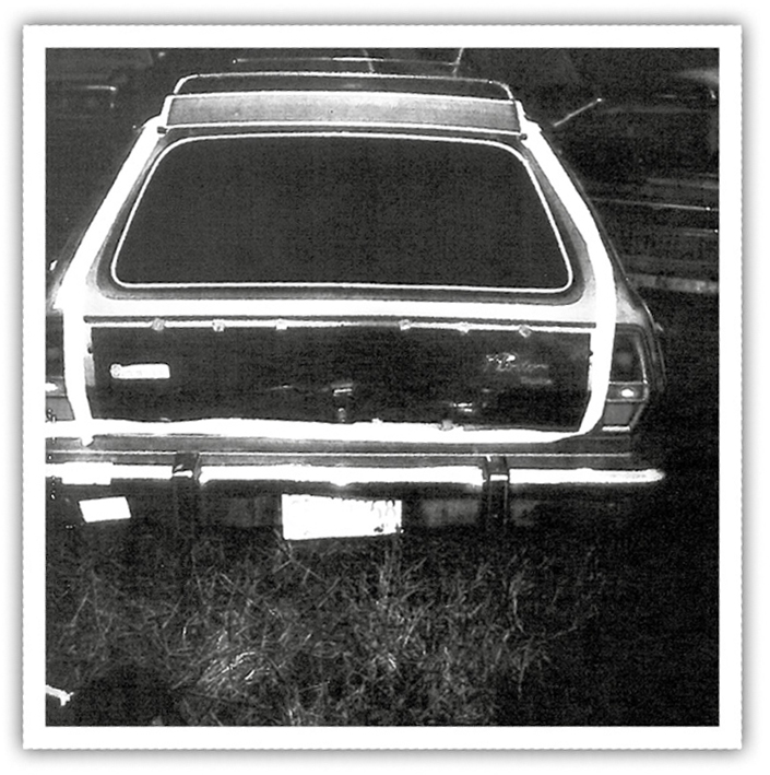 A photo of the trunk of a Pinto driven by Samuel Little. 