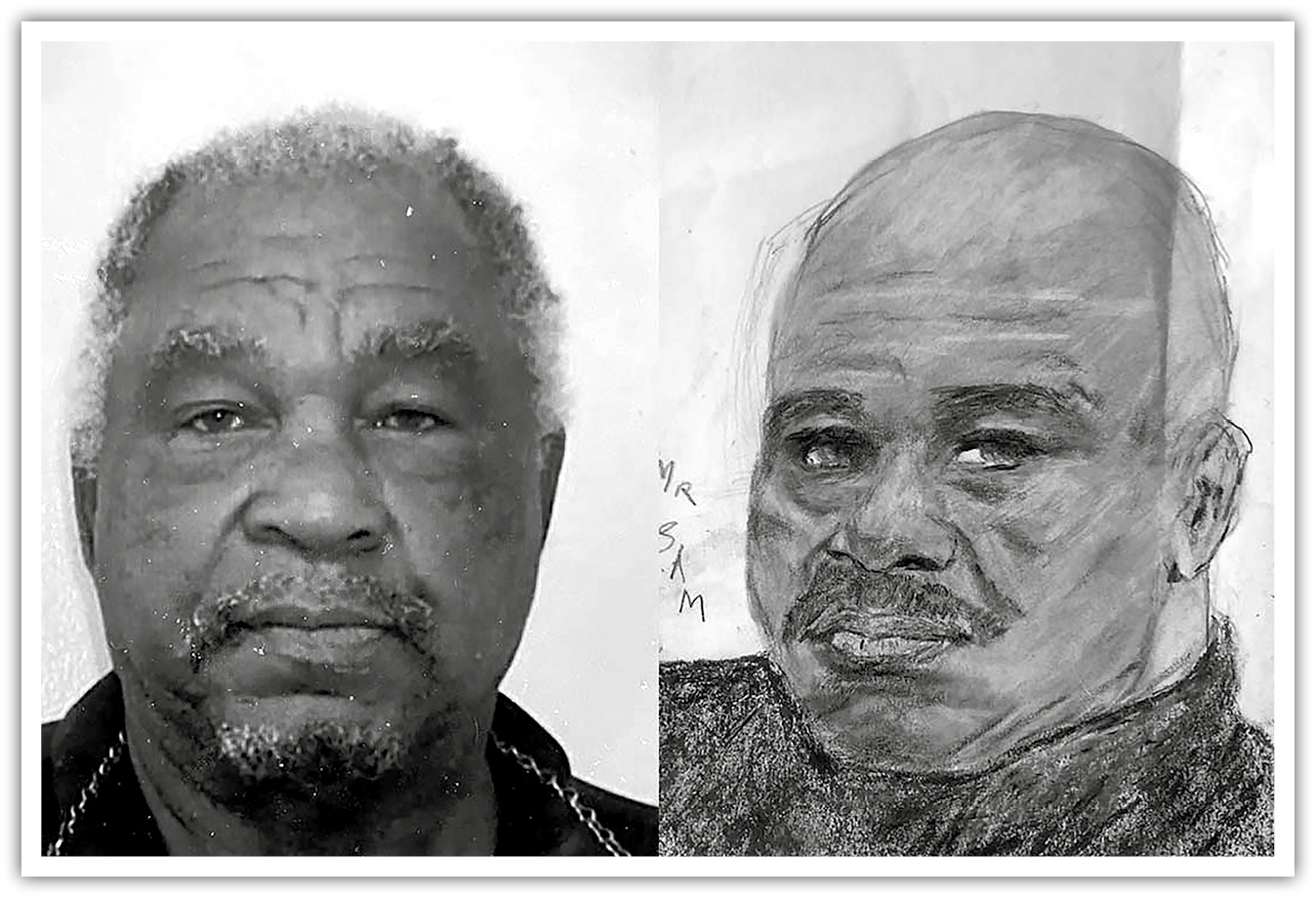 A photo and police sketch of Samuel Little.